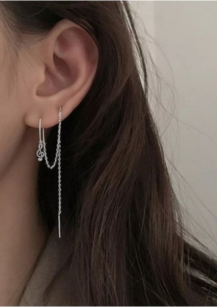 Sol Anahtarı Sallantılı Zincir Küpe, Kıkırdak Küpe