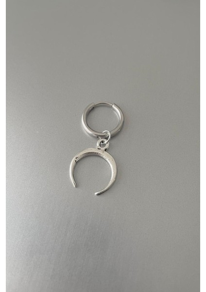 Unisex Gümüş Ay Figür Sallantılı Çelik Halka Küpe fiyatları