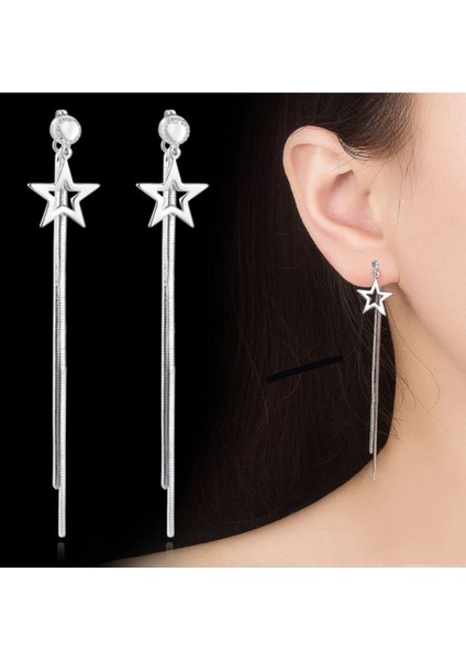 Yıldız Detaylı Kadın Top Küpe, Uzun Küpe