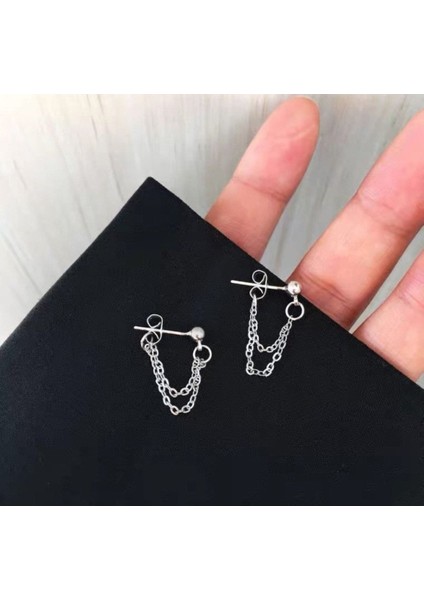 İkili Kıkırdak Zincir Küpe, Kadın Küpe, Kıkırdak Küpe modelleri