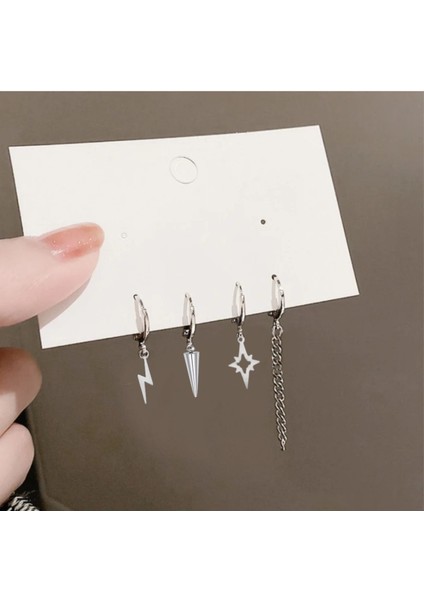 4 Adet Set Kıkırdak Küpe, Kadın Küpe Seti