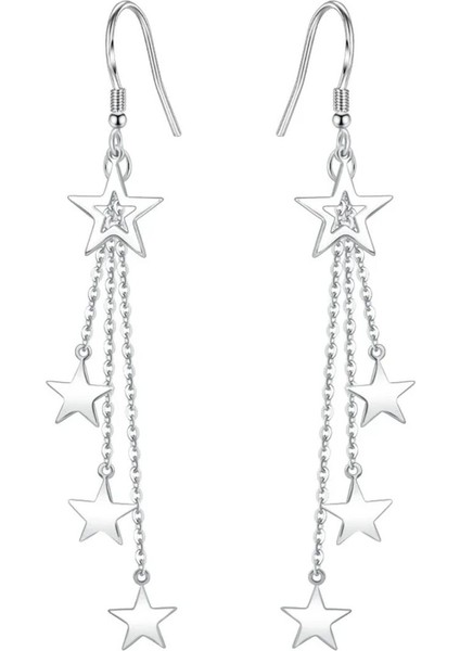 Yıldız Detaylı Çengel Kadın Küpe, Uzun Küpe