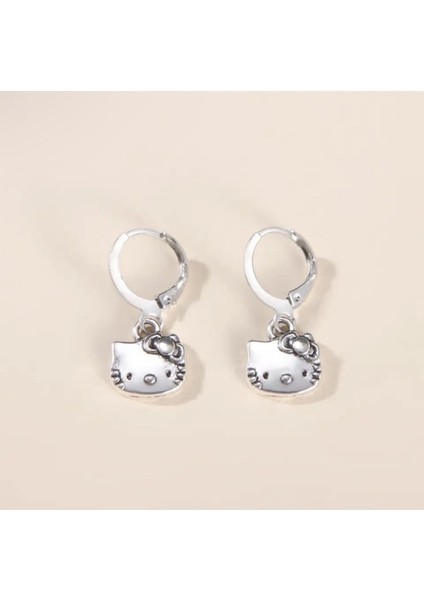 Gümüş Kaplama Hello Kitty Klipsli Küpe