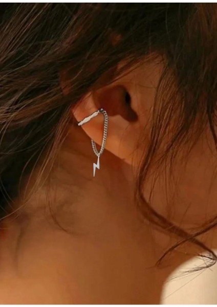 Şimşek Sallantılı Deliksiz Ear Cuff Küpe Deliksiz Kıkırdak Küpe