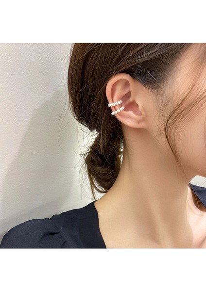 2'li Kadın İncili Kıkırdak Küpe Ear Cuff Kadın Küpe Deliksiz Kıkırdak Küpe modelleri