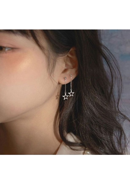 Yıldız Detaylı İkili Kadın Küpe Kıkırdak Küpe