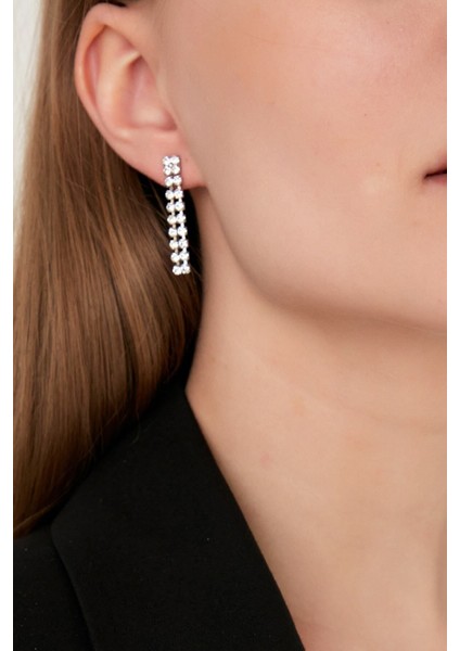 Kadın 2 Sıra Model Kristal Zirkon Taşlı Gümüş Abiye Elbise Düğün Parti Gelin Söz Kına Günlük Küpe fiyatları