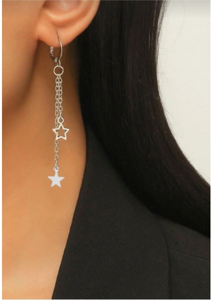 Gümüş Renk Yıldız Sallantılı Küpe fiyatları