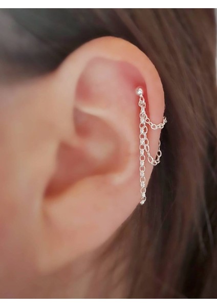 Sallantılı Zincirli Kıkırdak Küpe