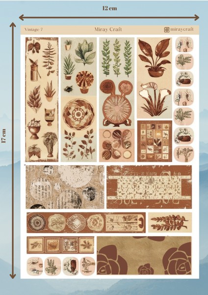 Vintage Temalı 12*17 cm Sticker / Bullet Journal, Scrapbook, Planlayıcı, Ajanda Için fiyatları