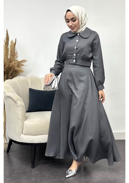 Kadın Nadide Sofya Keten Etekli Takım