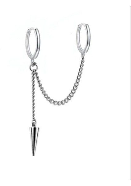 Mızrak Uçlu Zincirli Halka Küpe