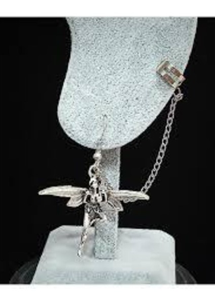 Hotmuse Üstten Deliksiz Zincirli Antik Gümüş Küpe