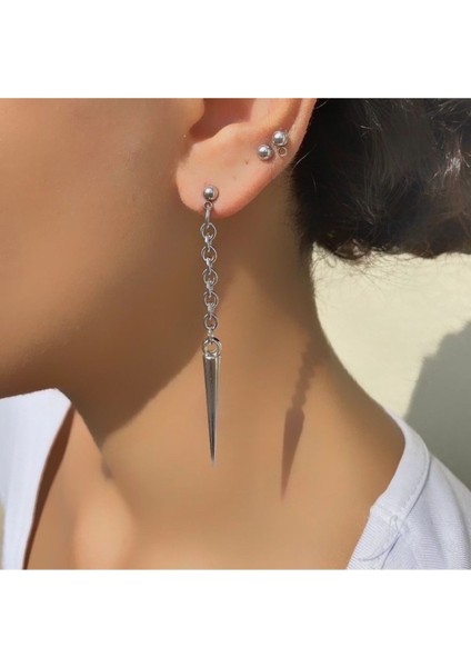 Unisex Spike Küpe Antik Gümüş Kaplama