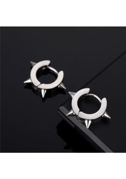 Unisex Gri Cerrahi Çelik Sivri Uçlu Halka Küpe fiyatları