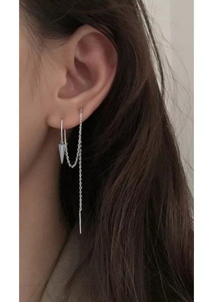 Mızrak Sallantılı Zincir Küpe, Kıkırdak Küpe