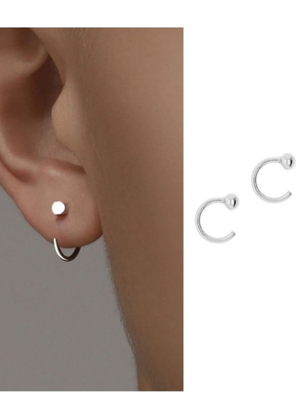 Top Detaylı Halka Küpe Unisex Küpe 2 Adet