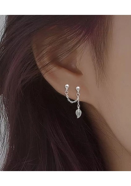 Yaprak Detaylı İkili Kıkırdak Küpe, Kadın Küpe fiyatları