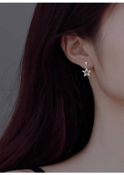 İkili Yıldız Top Küpe, Kadın Küpe Kıkırdak Küpe modelleri