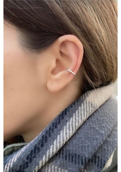 Düz Sade İnce Earcuff Deliksiz Kıkırdak Küpesi