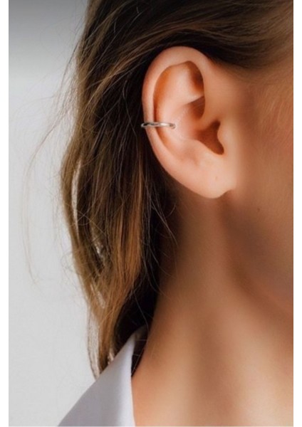 Düz Sade İnce Earcuff Deliksiz Kıkırdak Küpesi fırsatları
