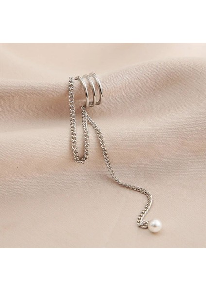 İnci Detaylı Deliksiz Kıkırdak Küpe, Ear Cuff Kadın Küpe fırsatları
