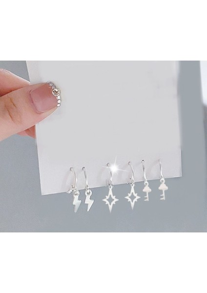 6 Adet Set Kıkırdak Küpe, Çoklu Küpe Seti