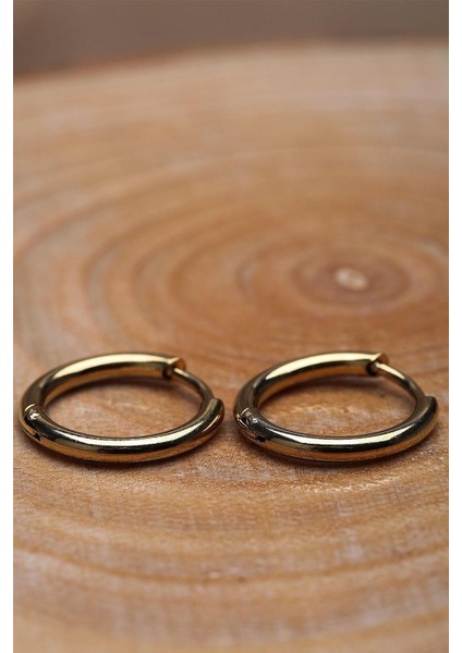 Altın Renk Çember Unisex Çelik Küpe EAR09