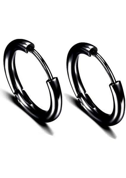 Siyah Renk Çember Unisex Çelik Küpe EAR07