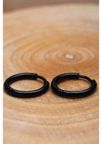 Siyah Renk Çember Unisex Çelik Küpe EAR07 fiyatları