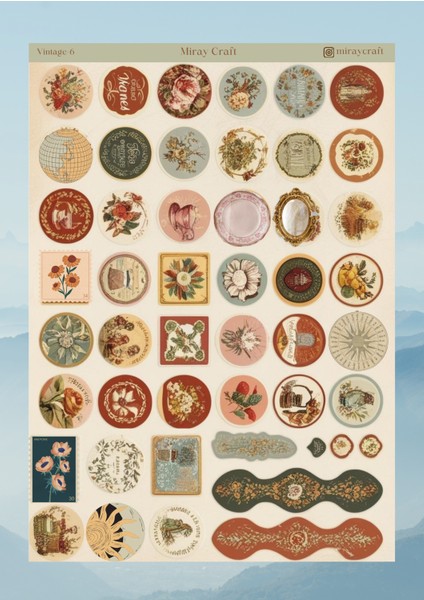 Vintage Temalı 12*17 cm Sticker/scrapbook, Bullet Journal, Planlayıcı, Ajanda Için fiyatları