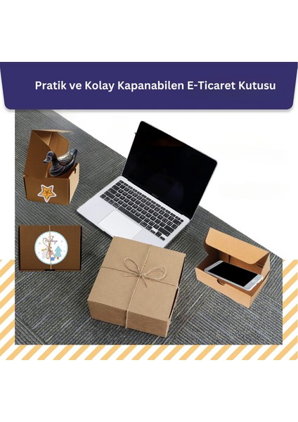 Kilitli E-Ticaret Hediye Kutusu, Kraft Karton Kargo Paketleme Kutusu, 25 Adet, 17X12X5 cm