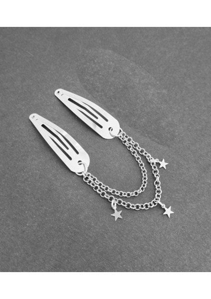 2 Adet Yıldız Sallantılı Gothic Punk Yan Toka