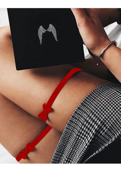 Kadın Kırmızı Esnek Saten Lastik Bacak Bandı Iç Giyim Aksesuarı