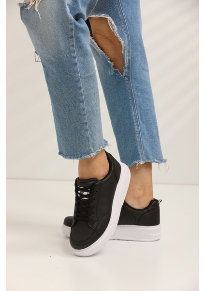 Siyah Beyaz Kadın Sneaker 0148 modelleri
