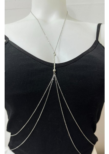 Kolyeli Su Yolu Detaylı Bel Zincirli Vücut Aksesuarı