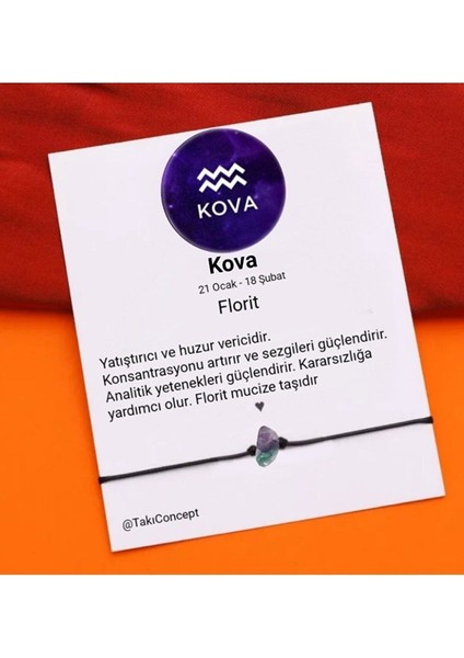 Kova Burcu Florit Doğal Taşlı Ip Burç Bilekliği