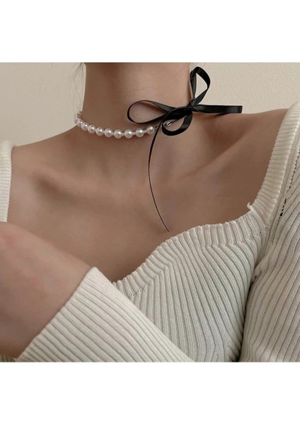 Incili Fiyonklu Kadın Kolye, Choker, Inci Kolye fırsatları