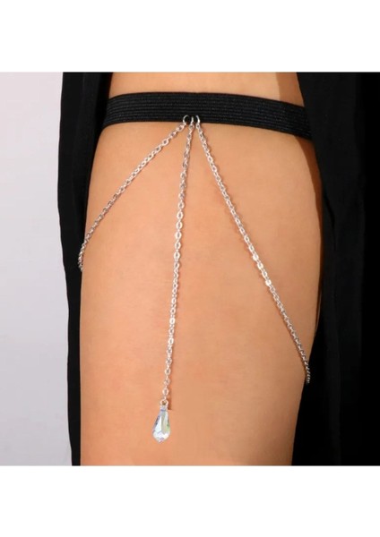 Kristal Taşlı Kadın Bacak Aksesuarı, Vücut Aksesuarı, Bacak Zinciri