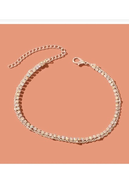 2'li Kristal Taşlı Ince Su Yolu Halhal modelleri