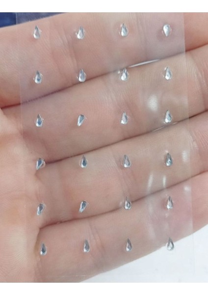 Gümüş Renk Tek Taş Damla Kendinden Yapışkanlı Hızma, Vücut ve Yüz Stickers