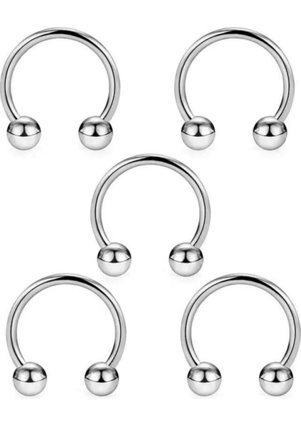 316L Cerrahi Çelik Gümüş Renk 5li Set Septum Piercing