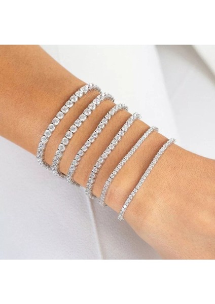 Silver Taşlı Su Yolu Bileklik 3 Boy Seçeneği