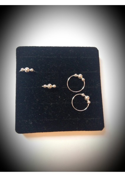 925 Ayar Gümüş Üç Top Boncuklu Halka Hızma indirimleri