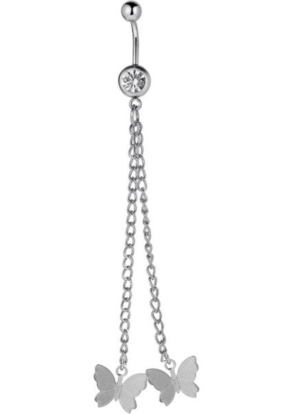 Sallantılı Taşlı Çelik Göbek Piercing