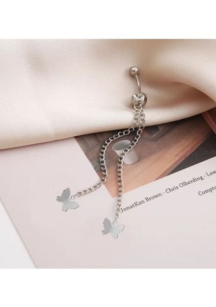 Sallantılı Taşlı Çelik Göbek Piercing