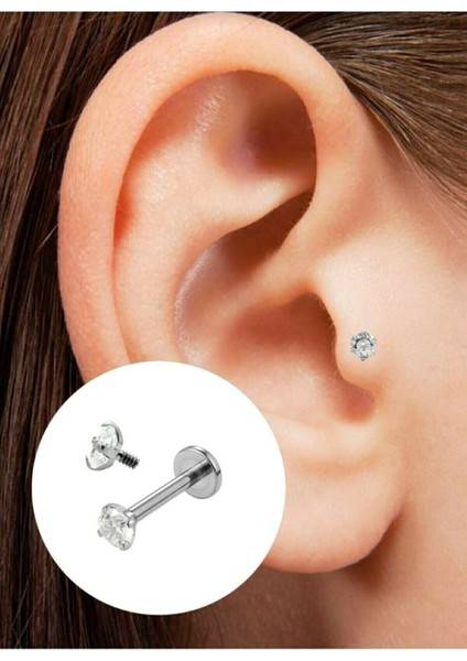Gümüş Cerrahi Çelik Tragus Helix 6'lı Set Piercing