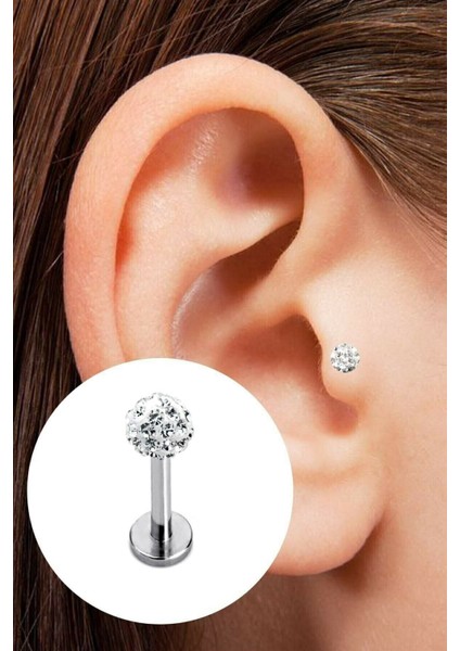 Gümüş Cerrahi Çelik Tragus Helix 6'lı Set Piercing