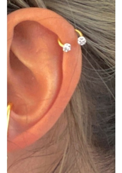 Çelik Gold Yarım Ay Shambala Piercing 8mm
