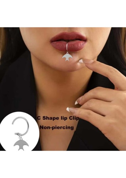 Deliksiz Martı Sallantılı Fake Dudak Piercing Fake Piercing D45D1